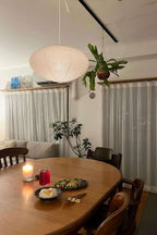 Hand-Bonded Glare-Free Mulberry Paper Pendant Light (Adjustable Height)