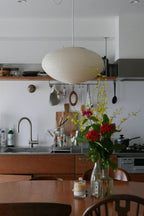 Hand-Bonded Glare-Free Mulberry Paper Pendant Light (Adjustable Height)