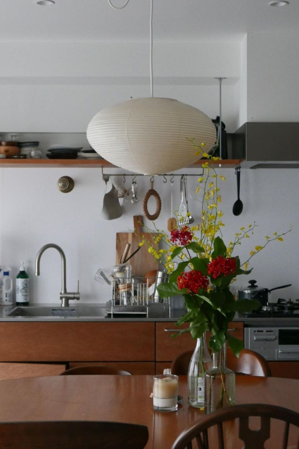 Hand-Bonded Glare-Free Mulberry Paper Pendant Light (Adjustable Height)
