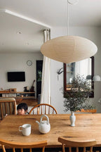 Hand-Bonded Glare-Free Mulberry Paper Pendant Light (Adjustable Height)