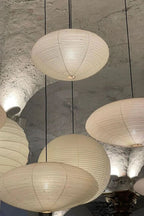 Hand-Bonded Glare-Free Mulberry Paper Pendant Light (Adjustable Height)
