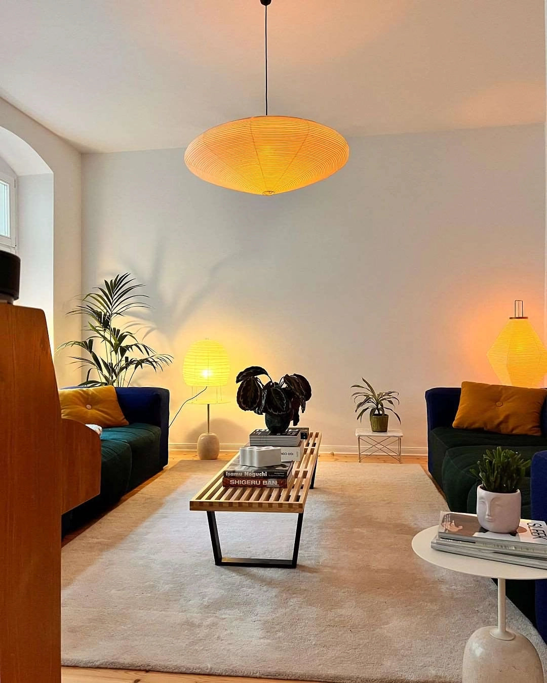 Hand-Bonded Glare-Free Mulberry Paper Pendant Light (Adjustable Height)