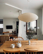 Hand-Bonded Glare-Free Mulberry Paper Pendant Light (Adjustable Height)