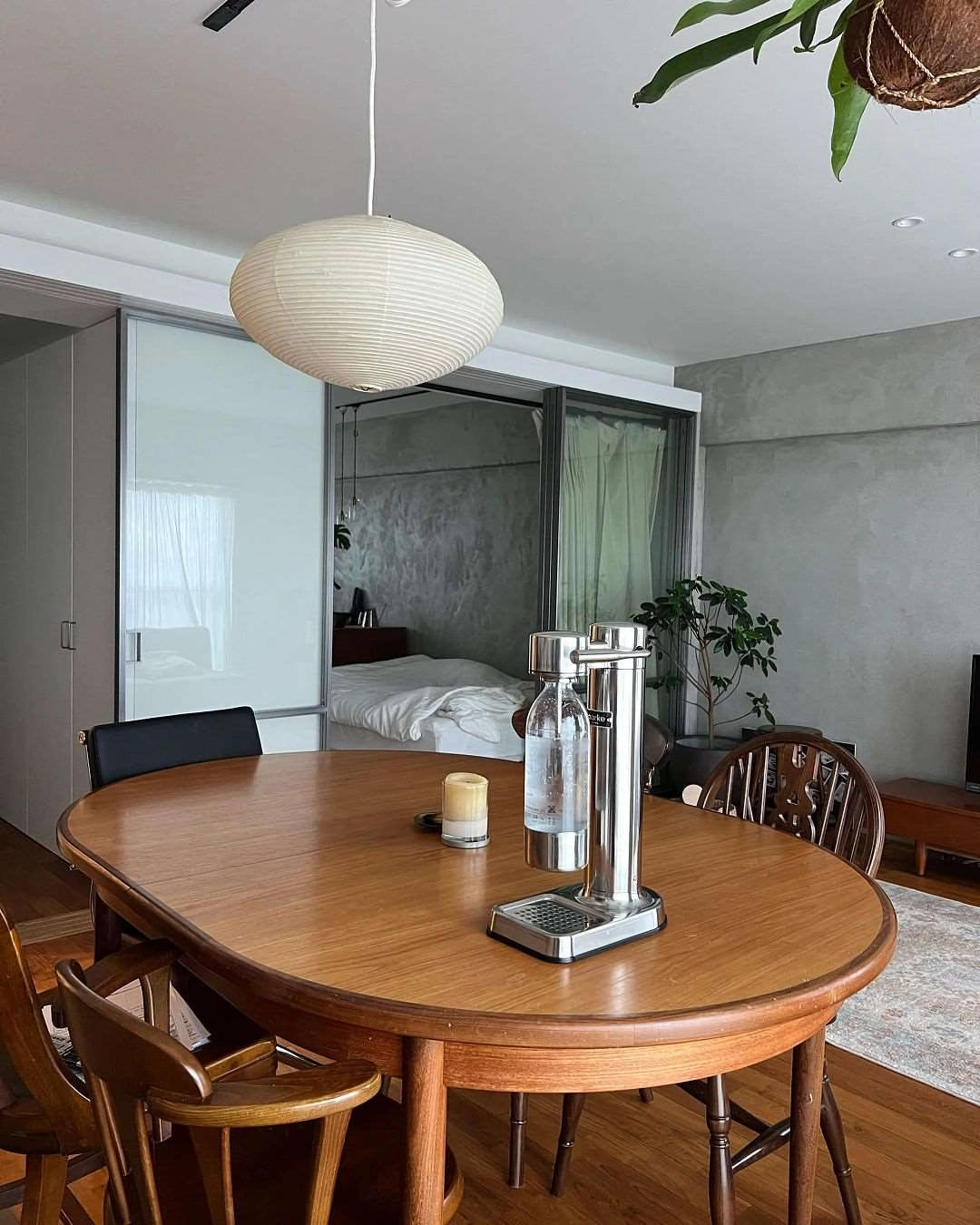 Hand-Bonded Glare-Free Mulberry Paper Pendant Light (Adjustable Height)