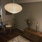 Hand-Bonded Glare-Free Mulberry Paper Pendant Light (Adjustable Height)