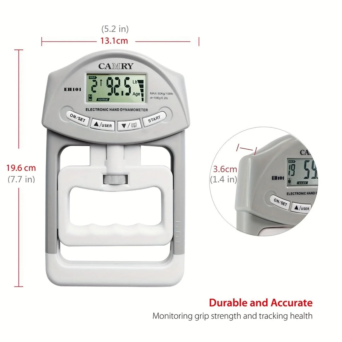 Hand Dynamometer Digital Auto Peak Hold Portable