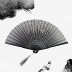Hand Fan Japanese Floral Bamboo Ribs Foldable & Portable