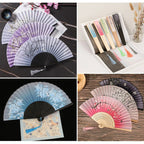 Hand Fan Japanese Floral Bamboo Ribs Foldable & Portable