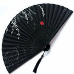 Hand Fan Japanese Floral Bamboo Ribs Foldable & Portable