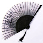 Hand Fan Japanese Floral Bamboo Ribs Foldable & Portable