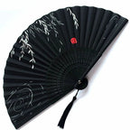Hand Fan Japanese Floral Bamboo Ribs Foldable & Portable
