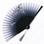 Hand Fan Japanese Floral Bamboo Ribs Foldable & Portable