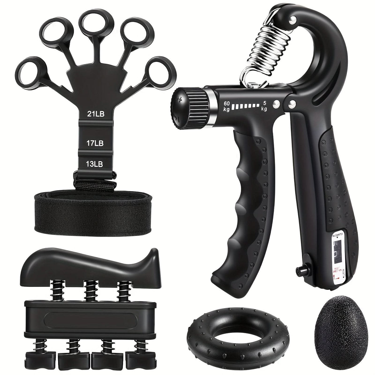 Hand & Forearm Training Set 5-Piece Compact & Portable
