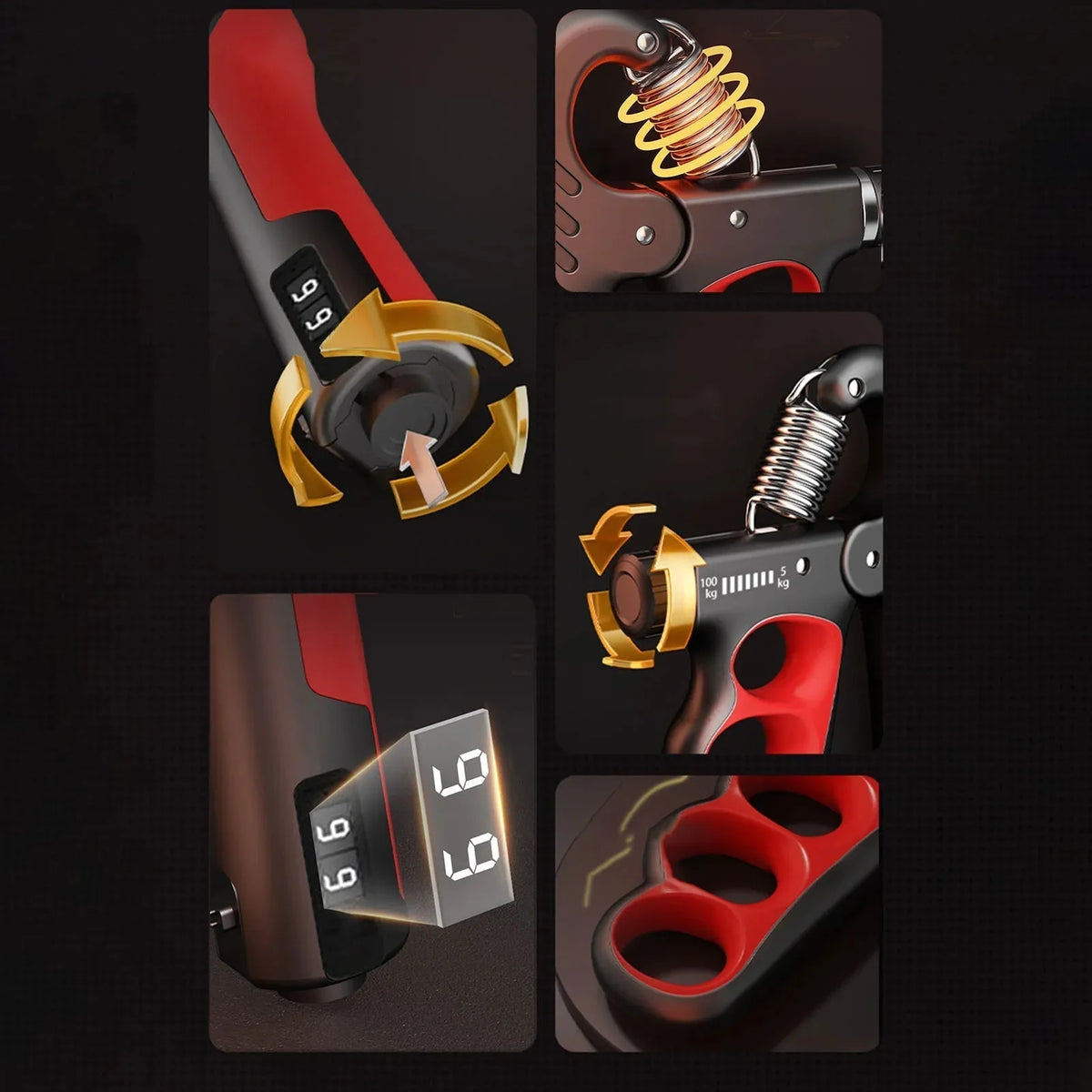 Hand Gripper Adjustable Up To 220 lb Built-In Counter