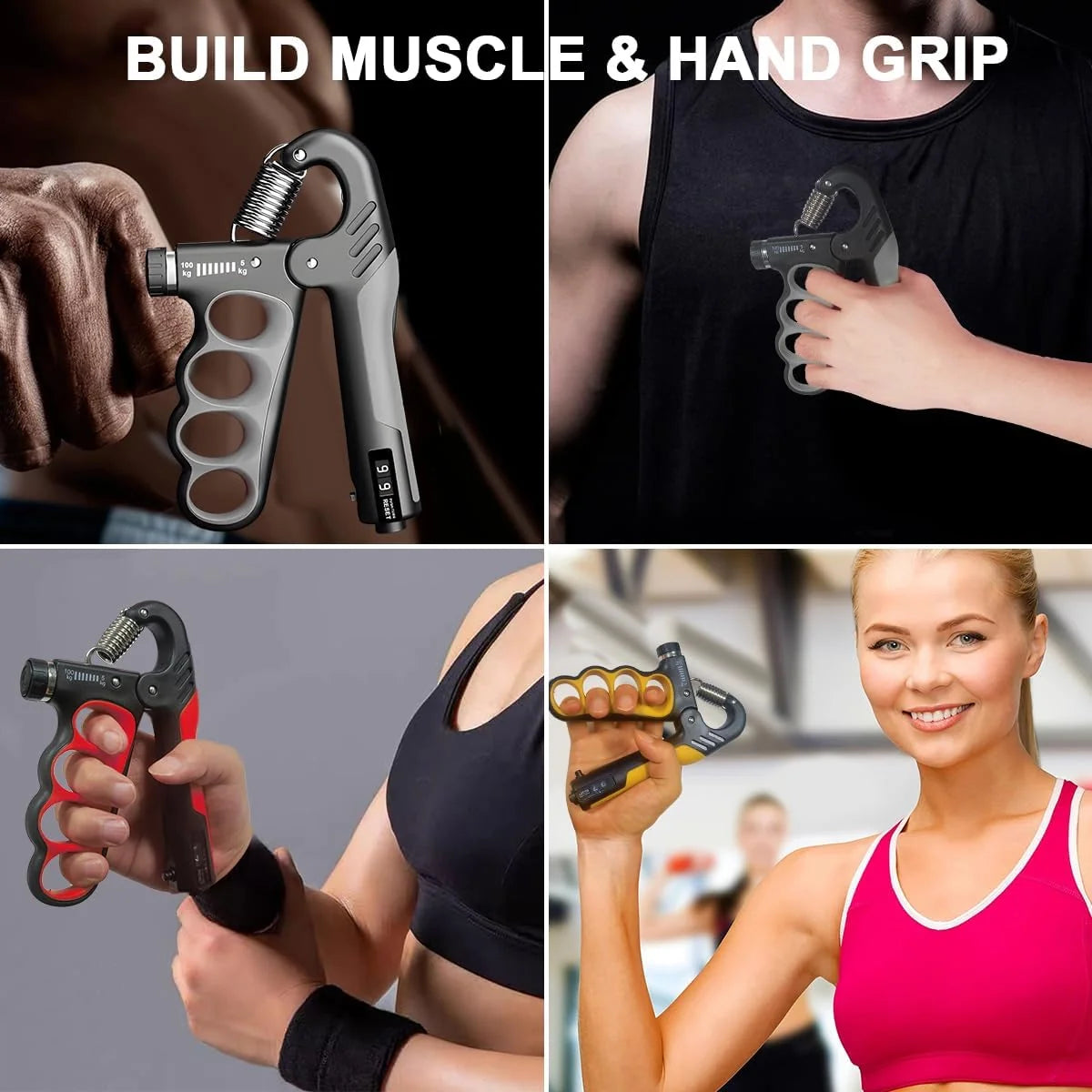 Hand Gripper Adjustable Up To 220 lb Built-In Counter
