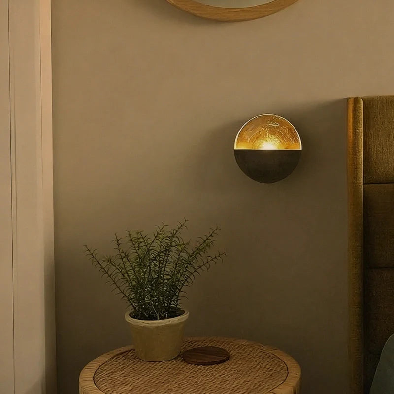 Hand-Hammered Iron Eclipse Wall Candle Holder