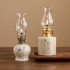 Hand-Painted Ceramic & Glass Windproof Oil Lantern