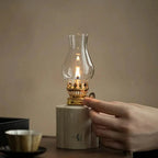 Hand-Painted Ceramic & Glass Windproof Oil Lantern