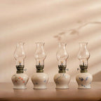 Hand-Painted Ceramic & Glass Windproof Oil Lantern