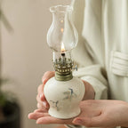 Hand-Painted Ceramic & Glass Windproof Oil Lantern