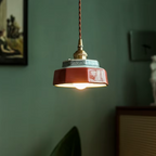 Hand-Painted Porcelain & Copper Pendant Light (Adjustable Cord)