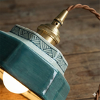Hand-Painted Porcelain & Copper Pendant Light (Adjustable Cord)