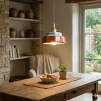 Hand-Painted Porcelain & Copper Pendant Light (Adjustable Cord)
