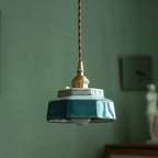 Hand-Painted Porcelain & Copper Pendant Light (Adjustable Cord)