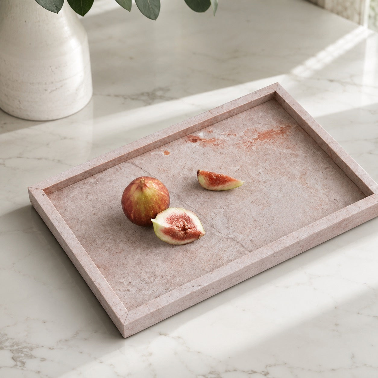 Hand-Polished Pink Marble Serving Tray (Two Sizes)