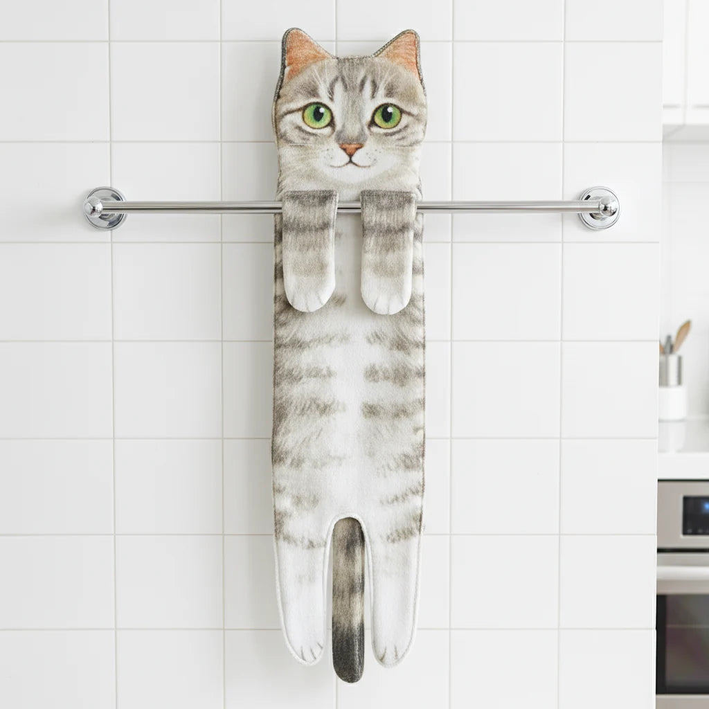Hand Towel Quick-Drying High Absorbency Cat Motif