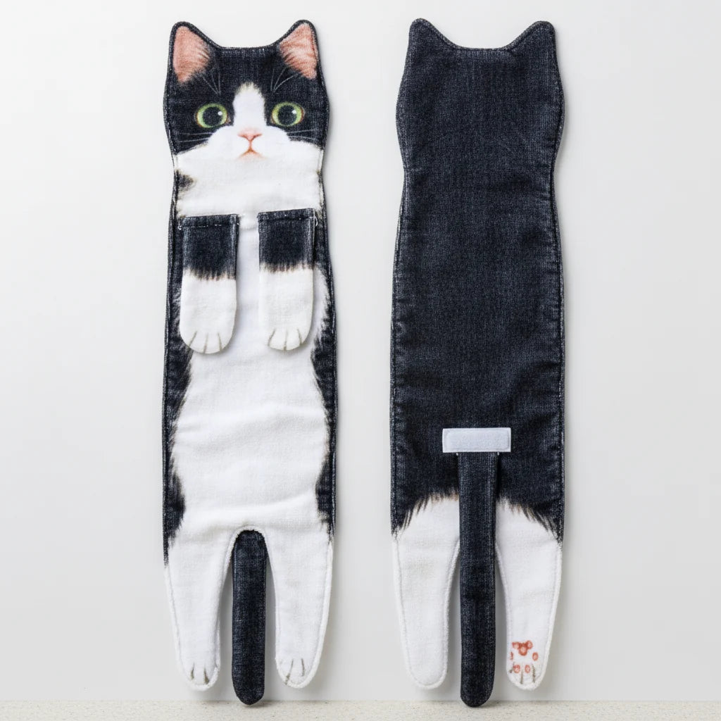 Hand Towel Quick-Drying High Absorbency Cat Motif