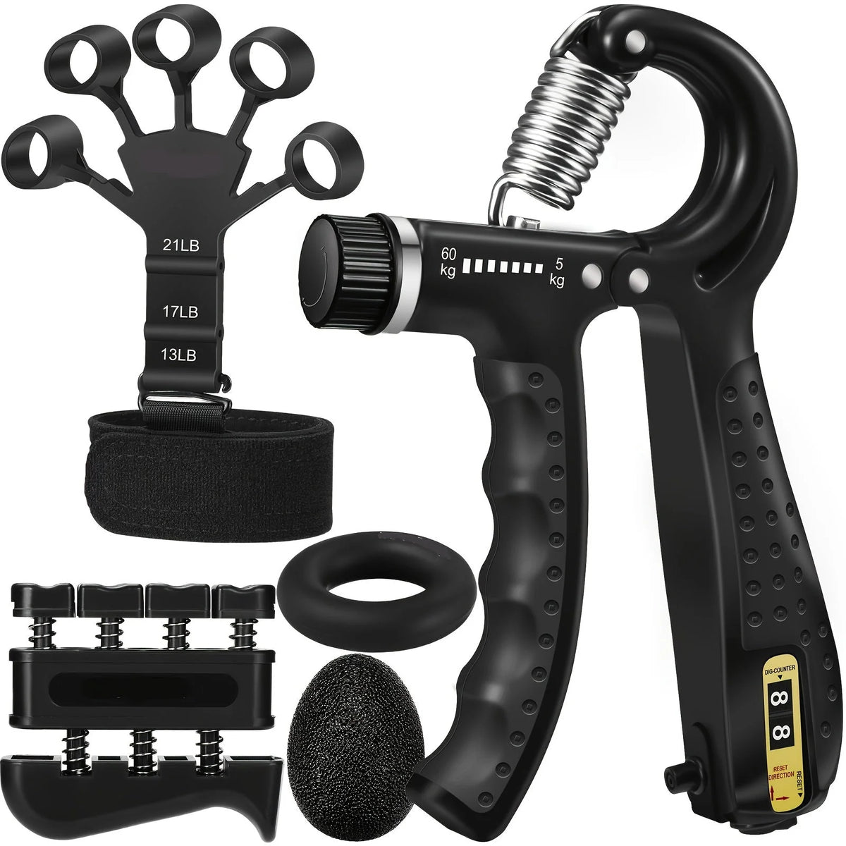 Hand Trainer Set Adjustable Resistance Set of 5