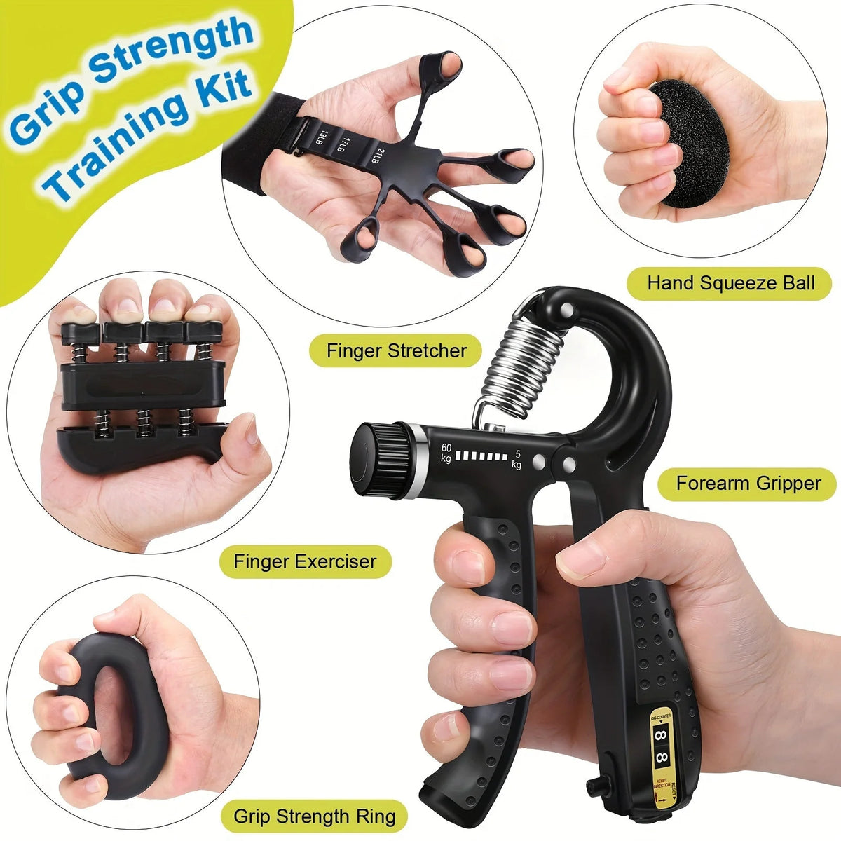Hand Trainer Set Adjustable Resistance Set of 5