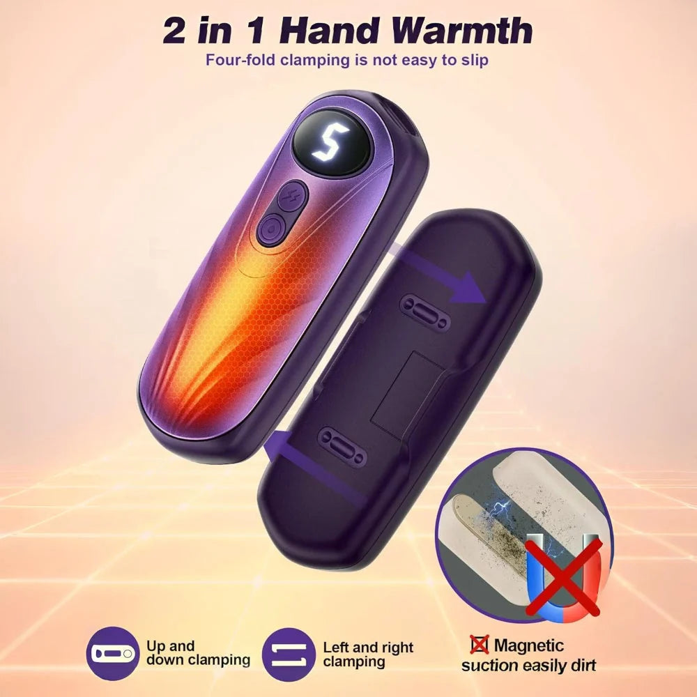 Hand Warmers Rechargeable LED Display Adjustable Heat