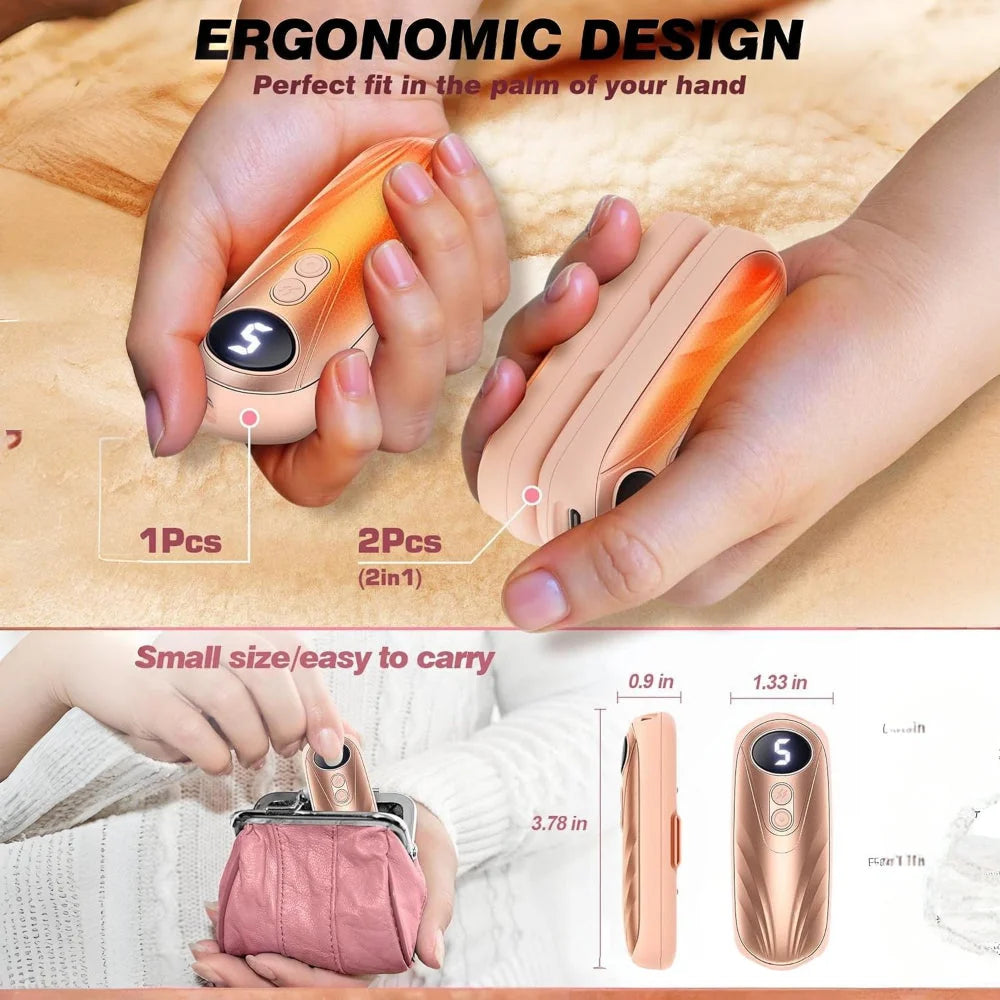 Hand Warmers Rechargeable LED Display Adjustable Heat