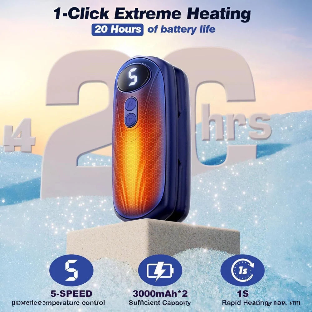Hand Warmers Rechargeable LED Display Adjustable Heat