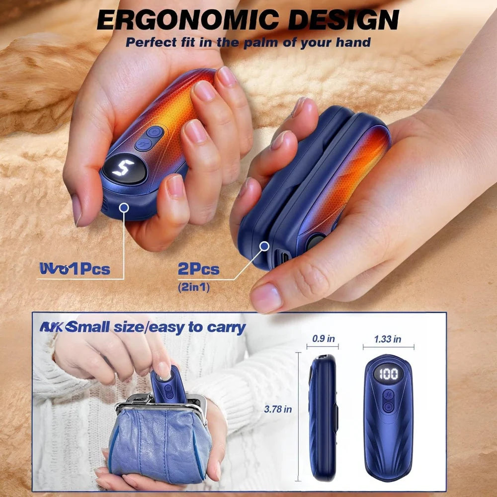 Hand Warmers Rechargeable LED Display Adjustable Heat