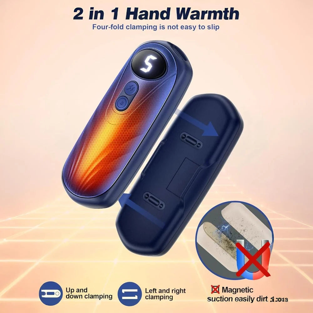 Hand Warmers Rechargeable LED Display Adjustable Heat
