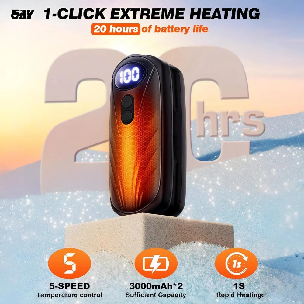 Hand Warmers Rechargeable LED Display Adjustable Heat