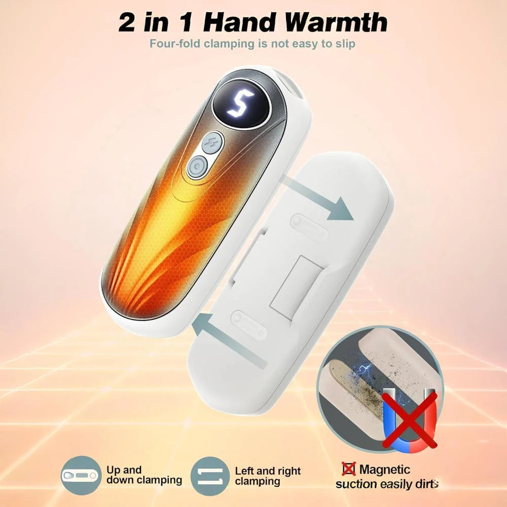 Hand Warmers Rechargeable LED Display Adjustable Heat