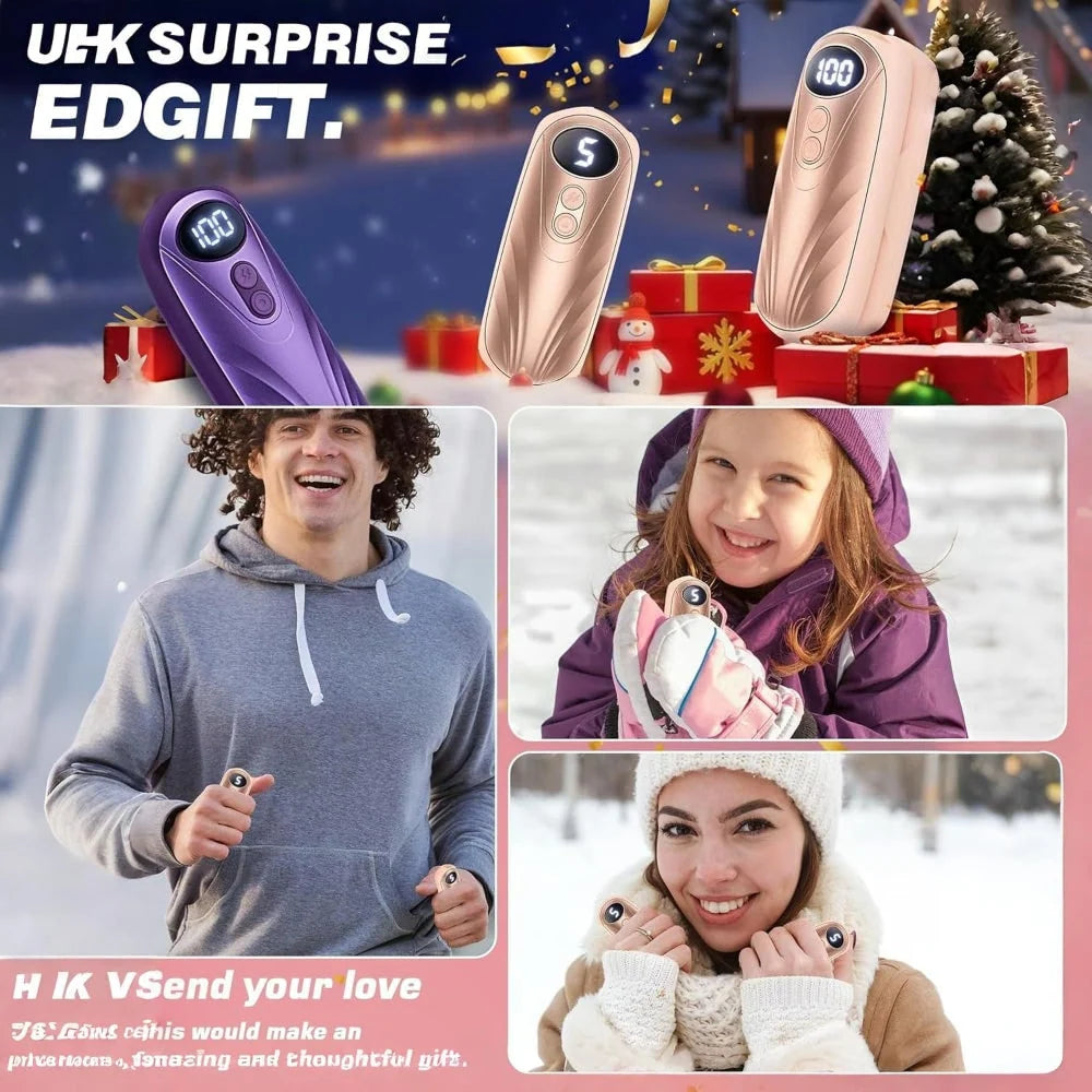 Hand Warmers Rechargeable LED Display Set of 2