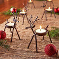 Hand-Welded Iron Sculptural Elk Candle Holder
