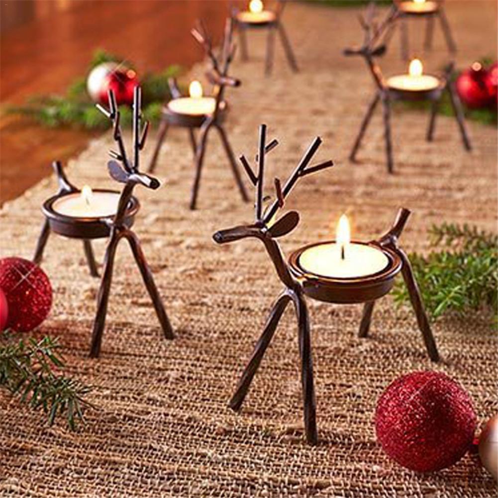 Hand-Welded Iron Sculptural Elk Candle Holder