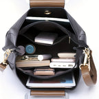Handbag Full-Grain Leather Two-Tone Organized Interior