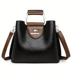 Handbag Full-Grain Leather Two-Tone Organized Interior