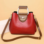 Handbag Full-Grain Leather Two-Tone Organized Interior