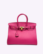 Handbag Genuine Leather Gold Lock Detachable Strap