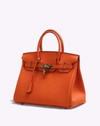 Handbag Soft Genuine Leather Gold Lock Detachable Strap