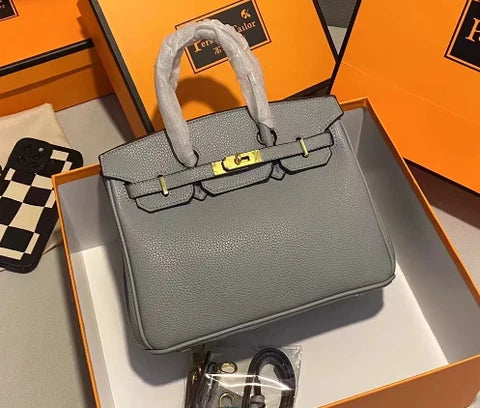 Handbag Soft Genuine Leather Gold Lock Detachable Strap