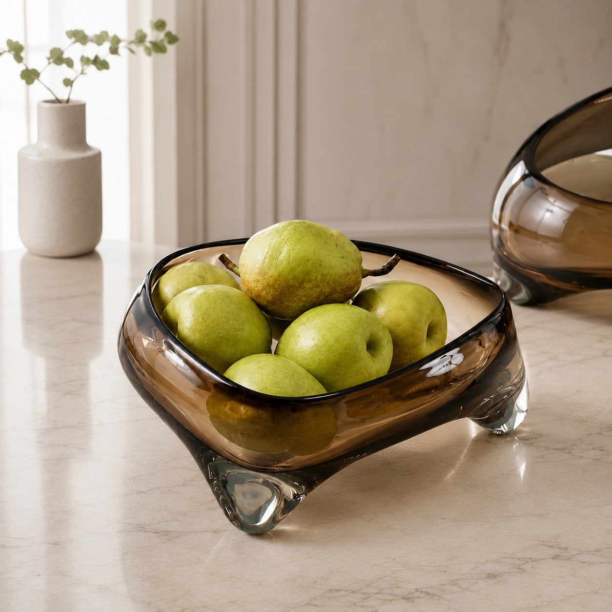 Handblown Glass Fluid Design Decorative Bowl